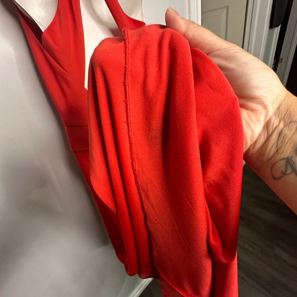 BCBG MaxAzria Fire Orange Red Halter Style Maxi Dress Small - Picture 11 of 16